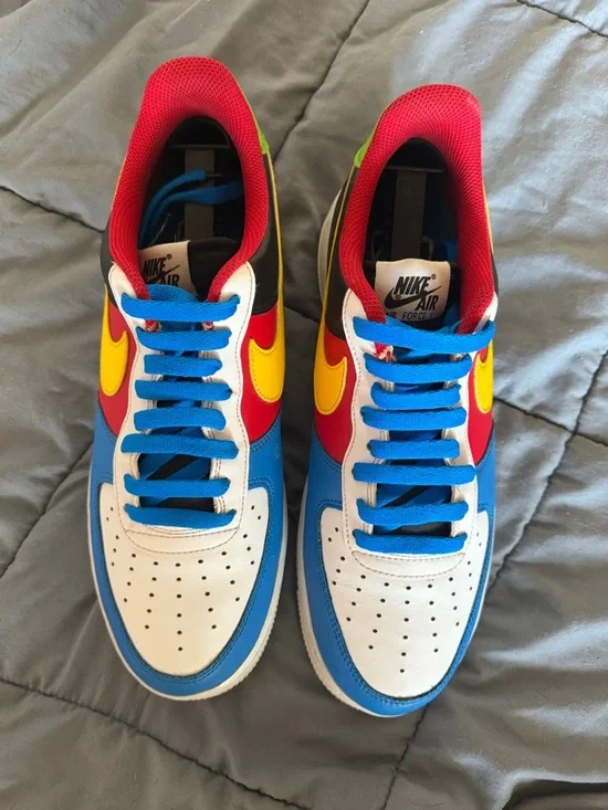 Nike Uno Air Force 1 in Blue, Yellow, Red, White & Black - Picture 10 of 11